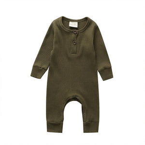 2019 Baby Spring Autumn Clothing Newborn Infant Baby Boy Girl Cotton Romper Knitted Ribbed Jumpsuit Solid Clothes Warm Outfit