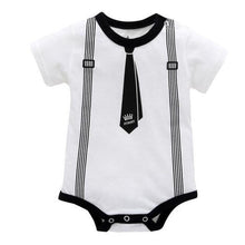 Carregar imagem no visualizador da galeria, Newborn Baby Clothing Summer Gentleman Rompers 0-12M Infnat Boys Cotton Jumpsuit Male Bebe Body Clothes Tie Print Short Sleeve
