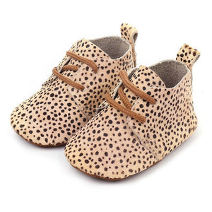 Genuine Leather Baby shoes Leopard print Baby Girls Soft shoes Horse hair Boys First walkers Lace Baby moccasins