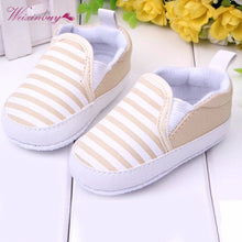 将图片加载到图库查看器，WEIXINBUY Baby Boys Shoes Infant Slip-On First Walkers Toddler Striped Canvas Sneaker bebek ayakkabi
