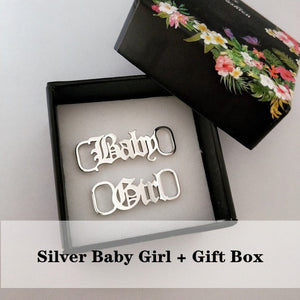 Old English Letter Baby Girl Buckie Fashion Bijoux Femme  Stainless Steel Shoe-buckle Punk Shoe Accessories Women Men BFF Gift