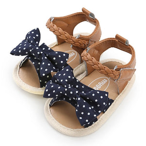 Soft Sole PU Baby girls Canvas bow First Walkers Shoes Fashion summer Prewalkers First walker toddler moccasins