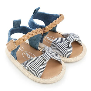 Soft Sole PU Baby girls Canvas bow First Walkers Shoes Fashion summer Prewalkers First walker toddler moccasins