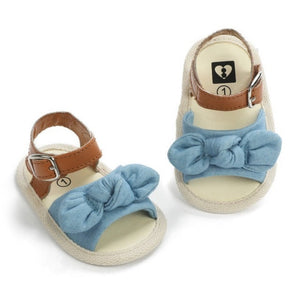 Soft Sole PU Baby girls Canvas bow First Walkers Shoes Fashion summer Prewalkers First walker toddler moccasins