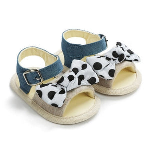 Soft Sole PU Baby girls Canvas bow First Walkers Shoes Fashion summer Prewalkers First walker toddler moccasins