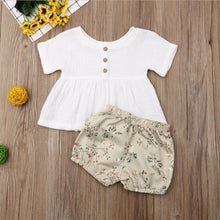 Cargar imagen en el visor de la galería, Emmababy Newly Summer Infant Baby Girl Newborn Cotton Linen Outfit Set Fashion Little Girls Button Top+Shorts Dropship
