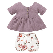 Cargar imagen en el visor de la galería, Emmababy Newly Summer Infant Baby Girl Newborn Cotton Linen Outfit Set Fashion Little Girls Button Top+Shorts Dropship
