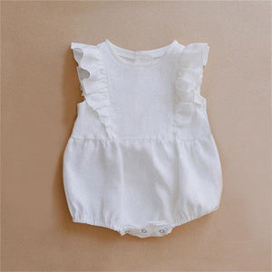 Newborn Baby Girls Rompers Ruffle Linen Cotton Baby Girl Clothes Spring Summer Backcross Jumpsuits Outfits Sunsuit Baby Clothing