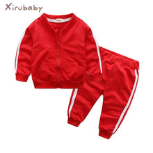 Cargar imagen en el visor de la galería, 2018 autumn fashion baby girl clothes cotton long sleeve solid zipper jacket+pants 2pcs bebes tracksuit baby boy clothing set
