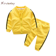 Cargar imagen en el visor de la galería, 2018 autumn fashion baby girl clothes cotton long sleeve solid zipper jacket+pants 2pcs bebes tracksuit baby boy clothing set
