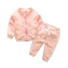 Cargar imagen en el visor de la galería, 2018 autumn fashion baby girl clothes cotton long sleeve solid zipper jacket+pants 2pcs bebes tracksuit baby boy clothing set
