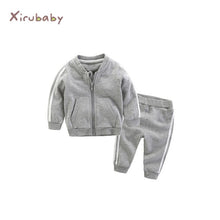 Cargar imagen en el visor de la galería, 2018 autumn fashion baby girl clothes cotton long sleeve solid zipper jacket+pants 2pcs bebes tracksuit baby boy clothing set
