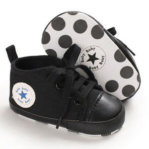 Baby Shoes Boy Girl Star Solid Sneaker Cotton Soft Anti-Slip Sole Newborn Infant First Walkers Toddler Casual Canvas Crib Shoes