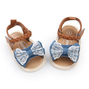 Fashion Newborn Infant Baby Girls Princess Shoes Bowknot Toddler Summer Sandals PU Non-slip Shoes 0-18M