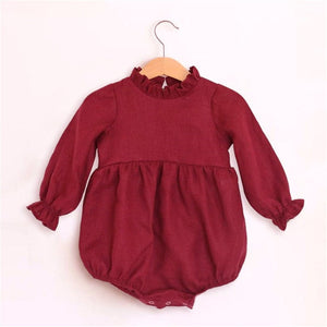 Baby Girl Rompers Solid Color Long Sleeve Baby Clothing Jumpsuits 0-24M 100% Cotton Linen Newborn Baby Girl Clothes