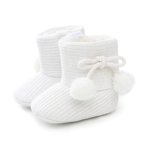 Cute Autumn Winter Infants  Shoes Baby Girl Boy Polka Dot Knitting Boots Casual Sneakers Non-slip Soft Soled Walking Shoes