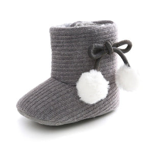 Cute Autumn Winter Infants  Shoes Baby Girl Boy Polka Dot Knitting Boots Casual Sneakers Non-slip Soft Soled Walking Shoes