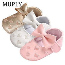 将图片加载到图库查看器，Baby PU Leather Baby Boy Girl Baby Moccasins Moccs Shoes Bow Fringe Soft Soled Non-slip Footwear Crib Shoes
