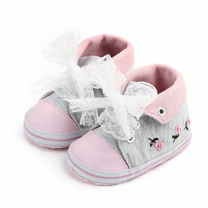 Baby Girl Shoes White Lace Floral Embroidered Soft Shoes Prewalker Walking Toddler Kids Shoes First Walker free shipping