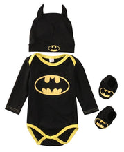 Carregar imagem no visualizador da galeria, Pudcoco Boy Jumpsuits Newborn Baby Boy Girl Clothes Batman Rompers+Shoes+Hat Costumes 3Pcs Outfits Set
