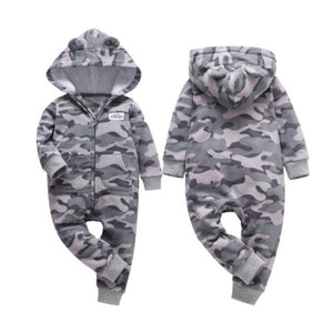 Orangemom spring  fleece baby rompers coats for infant clothes hooded with ear lovely camo jumpsuits for baby boys clothing home