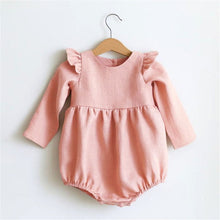 Cargar imagen en el visor de la galería, Baby Girl Rompers Solid Color Long Sleeve Baby Clothing Jumpsuits 0-24M 100% Cotton Linen Newborn Baby Girl Clothes
