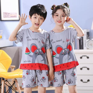 2020 children pajamas set kids baby girl boys cartoon casual clothing costume short sleeve children sleepwear pajamas sets