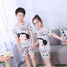 Cargar imagen en el visor de la galería, 2020 children pajamas set kids baby girl boys cartoon casual clothing costume short sleeve children sleepwear pajamas sets
