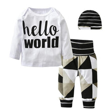 Cargar imagen en el visor de la galería, 3 Pcs Newborn Baby Boys Clothes Set Cloud Print Cotton Long Sleeve T-Shirt+Casual Solid Color Pant+Hat Infant Clothing Outfits
