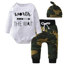 Cargar imagen en el visor de la galería, 3 Pcs Newborn Baby Boys Clothes Set Cloud Print Cotton Long Sleeve T-Shirt+Casual Solid Color Pant+Hat Infant Clothing Outfits
