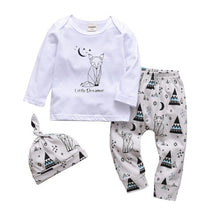 Cargar imagen en el visor de la galería, 3 Pcs Newborn Baby Boys Clothes Set Cloud Print Cotton Long Sleeve T-Shirt+Casual Solid Color Pant+Hat Infant Clothing Outfits
