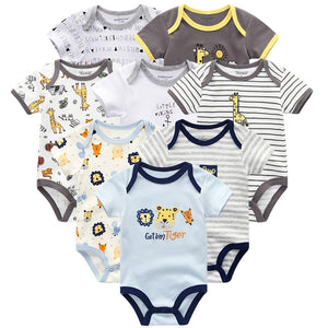 Baby Clothes 8Pcs/lots Unisex Newborn Boy&Girl Rompers roupas de bebes Cotton Baby Toddler Jumpsuits Short Sleeve Baby Clothing