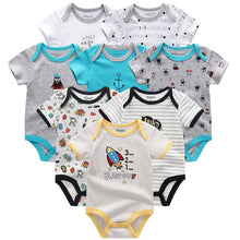 Cargar imagen en el visor de la galería, Baby Clothes 8Pcs/lots Unisex Newborn Boy&amp;Girl Rompers roupas de bebes Cotton Baby Toddler Jumpsuits Short Sleeve Baby Clothing
