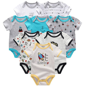 Baby Clothes 8Pcs/lots Unisex Newborn Boy&Girl Rompers roupas de bebes Cotton Baby Toddler Jumpsuits Short Sleeve Baby Clothing