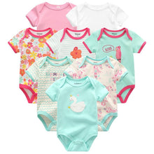 Cargar imagen en el visor de la galería, Baby Clothes 8Pcs/lots Unisex Newborn Boy&amp;Girl Rompers roupas de bebes Cotton Baby Toddler Jumpsuits Short Sleeve Baby Clothing
