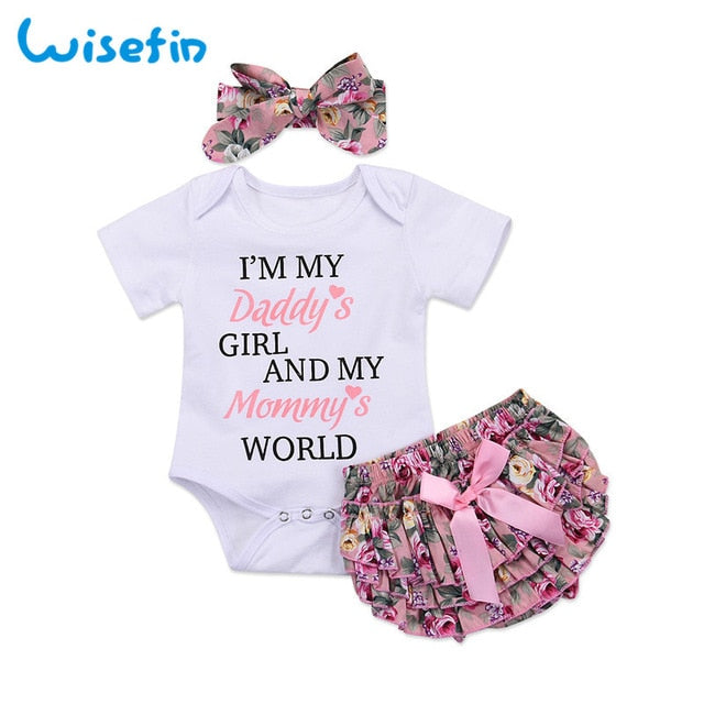 Newborn baby girl clothes  baby girl clothing sets 2019 summer floral baby girl romper with lace skirt bebes headbands D40