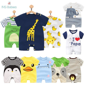 100% Pure Cotton Baby Girl Romper Summer Short Sleeved Cartoon Animal Jumpsuit Toddler Cute Boutique Clothes For Baby Clothing