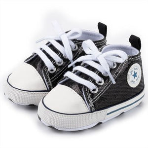 Baby Canvas Classic Sports Sneakers Newborn Baby Boys Girls Print Star First Walkers Shoes Infant Toddler Anti-slip Baby Shoes