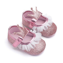 将图片加载到图库查看器，Baby Shoes Newborn PU Bow Cute Crown Non-slip Soft Bottom Baby Girl Shoes First Walker Fashion Princess Shoes
