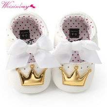 将图片加载到图库查看器，Baby Shoes Newborn PU Bow Cute Crown Non-slip Soft Bottom Baby Girl Shoes First Walker Fashion Princess Shoes
