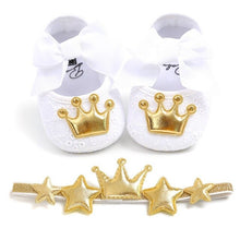 将图片加载到图库查看器，Baby Shoes Newborn PU Bow Cute Crown Non-slip Soft Bottom Baby Girl Shoes First Walker Fashion Princess Shoes
