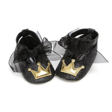 将图片加载到图库查看器，Baby Shoes Newborn PU Bow Cute Crown Non-slip Soft Bottom Baby Girl Shoes First Walker Fashion Princess Shoes
