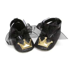 Baby Shoes Newborn PU Bow Cute Crown Non-slip Soft Bottom Baby Girl Shoes First Walker Fashion Princess Shoes