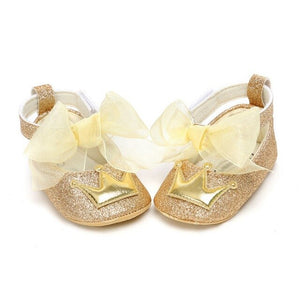 Baby Shoes Newborn PU Bow Cute Crown Non-slip Soft Bottom Baby Girl Shoes First Walker Fashion Princess Shoes