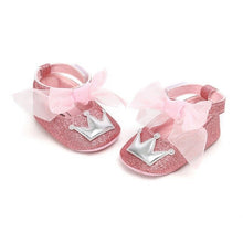 将图片加载到图库查看器，Baby Shoes Newborn PU Bow Cute Crown Non-slip Soft Bottom Baby Girl Shoes First Walker Fashion Princess Shoes
