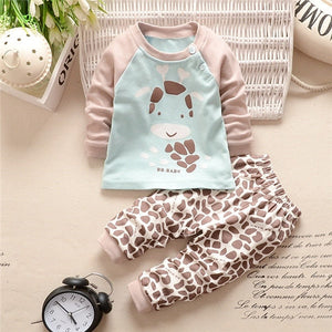 Autumn Winter 2020 Baby Boy Girls Clothes Cotton Girl Clothing Sets Cartoon Long-sleeved T-shirt+Pants Infant Clothes 2pcs Suit