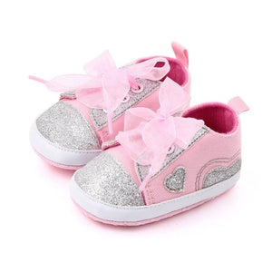 Infant Newborn Baby Girls Polka Dots Heart Autumn Lace-Up First Walkers Sneakers Shoes Toddler Classic Casual Shoes