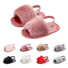 Carregar imagem no visualizador da galeria, Summer Soft Hair Style Classic Baby Girl Slipper Sandals Breathable Baby Fur Shoes Simple Elastic Sandals Princess Baby
