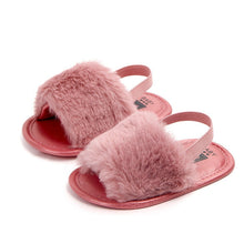 Carregar imagem no visualizador da galeria, Summer Soft Hair Style Classic Baby Girl Slipper Sandals Breathable Baby Fur Shoes Simple Elastic Sandals Princess Baby
