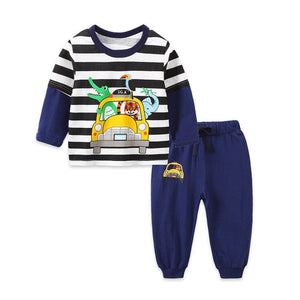 Baby Boys Clothes 2pcs Newborn Baby Girls Cartoon Clothing Autumn Winter Cartoon Cotton Shirt Baby Boy Clothes Set Long-Sleeved